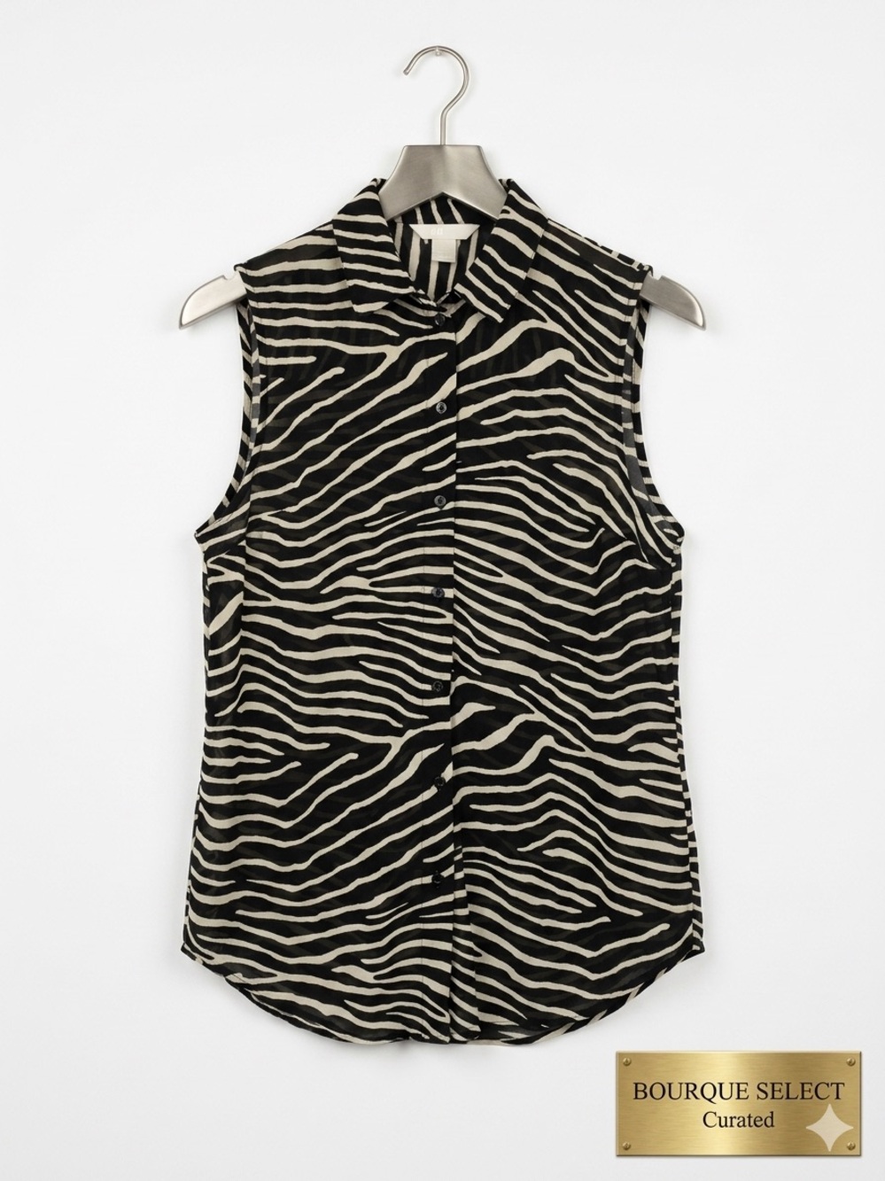 H&M Zebra Print Sleeveless Button-Up Blouse - EUC XS